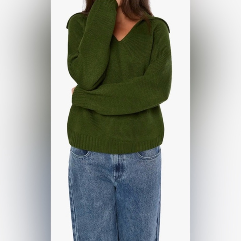 WeWoreWhat Collar V Neck Sweater - Picture 2 of 7